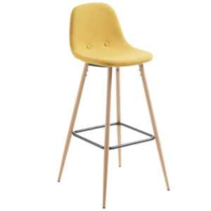 Hořčicově žlutá látková barová židle Kave Home Nolite 75 cm