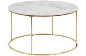 Scandi Bílo-zlatý skleněný konferenční stolek Morgan 80 cm