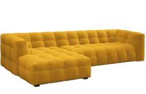 Žlutá sametová pětimístná rohová pohovka Windsor & Co Vesta 320 cm