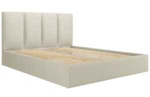 Béžová látková dvoulůžková postel MICADONI Pyla 160 x 200 cm