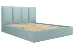 Světle modrá látková dvoulůžková postel MICADONI Pyla 160 x 200 cm