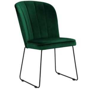 Tmavě zelená sametová jídelní židle MICADONI CABRI