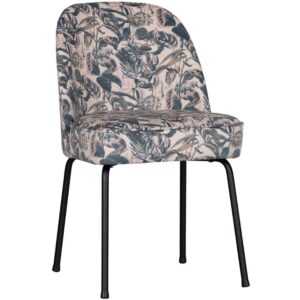 Hoorns Béžová sametová jídelní židle Tergi s květinovým vzorem