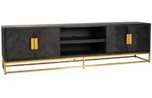 Černo zlatý dubový TV stolek Richmond Blackbone 220 x 42