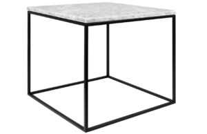 Bílý mramorový konferenční stolek TEMAHOME Gleam 50 x 50 cm s černou podnoží