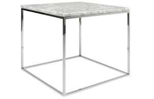 Bílý mramorový konferenční stolek TEMAHOME Gleam II. 50 x 50 cm s chromovanou podnoží