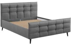 Šedá sametová dvoulůžková postel MICADONI Bruce 140 x 200 cm