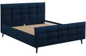 Tmavě modrá sametová dvoulůžková postel MICADONI Bruce 180 x 200 cm