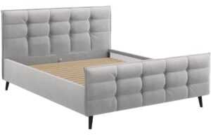 Světle šedá látková dvoulůžková postel MICADONI Bruce 140 x 200 cm
