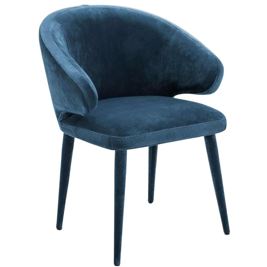 Petrolejově modrá sametová jídelní židle Eichholtz Cardinale