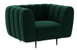 Tmavě zelené sametové křeslo Ghado Shel