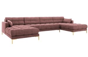Micadoni Sametová rohová pohovka Mamaia 383 cm