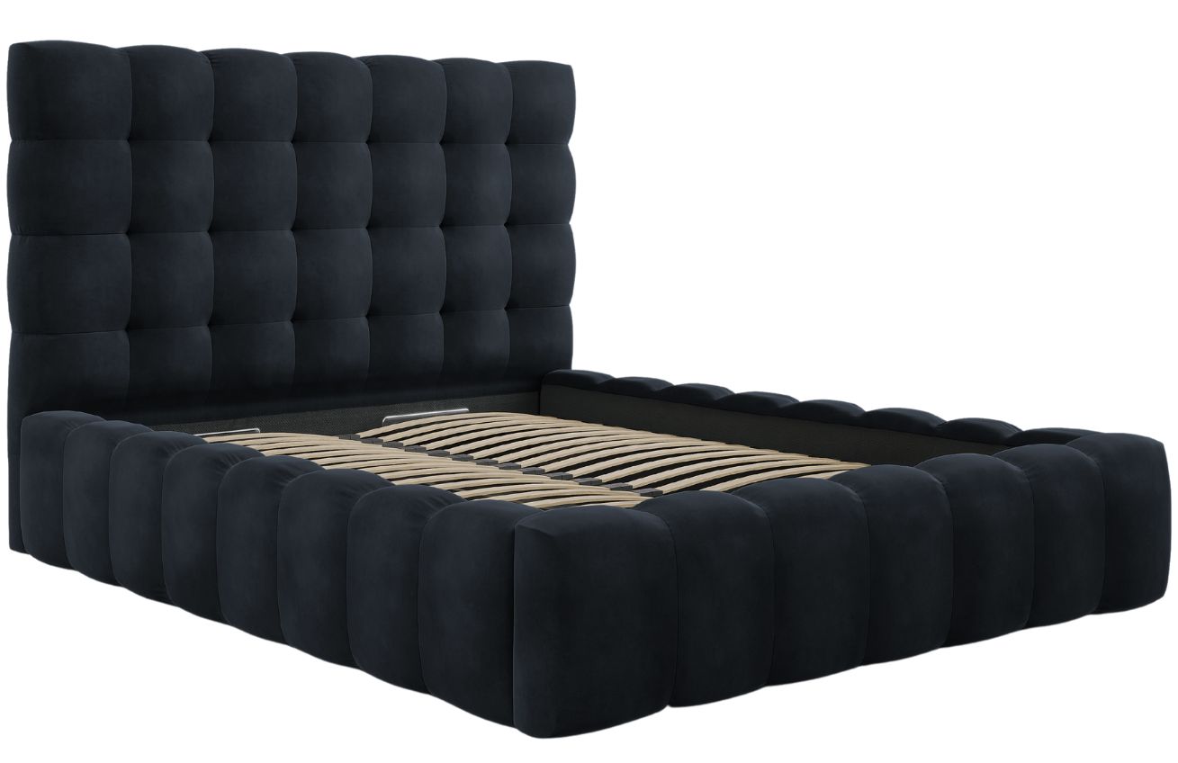 Micadoni Sametová postel Mamaia 140 x 200 cm s úložným prostorem