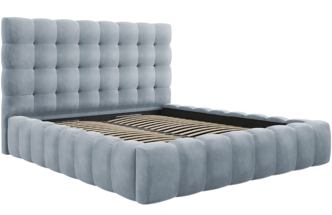 Micadoni Sametová postel Mamaia 180 x 200 cm s úložným prostorem