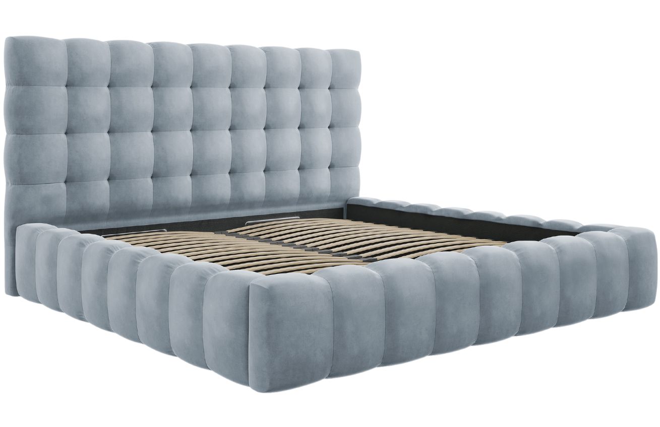 Micadoni Sametová postel Mamaia 200 x 200 cm s úložným prostorem