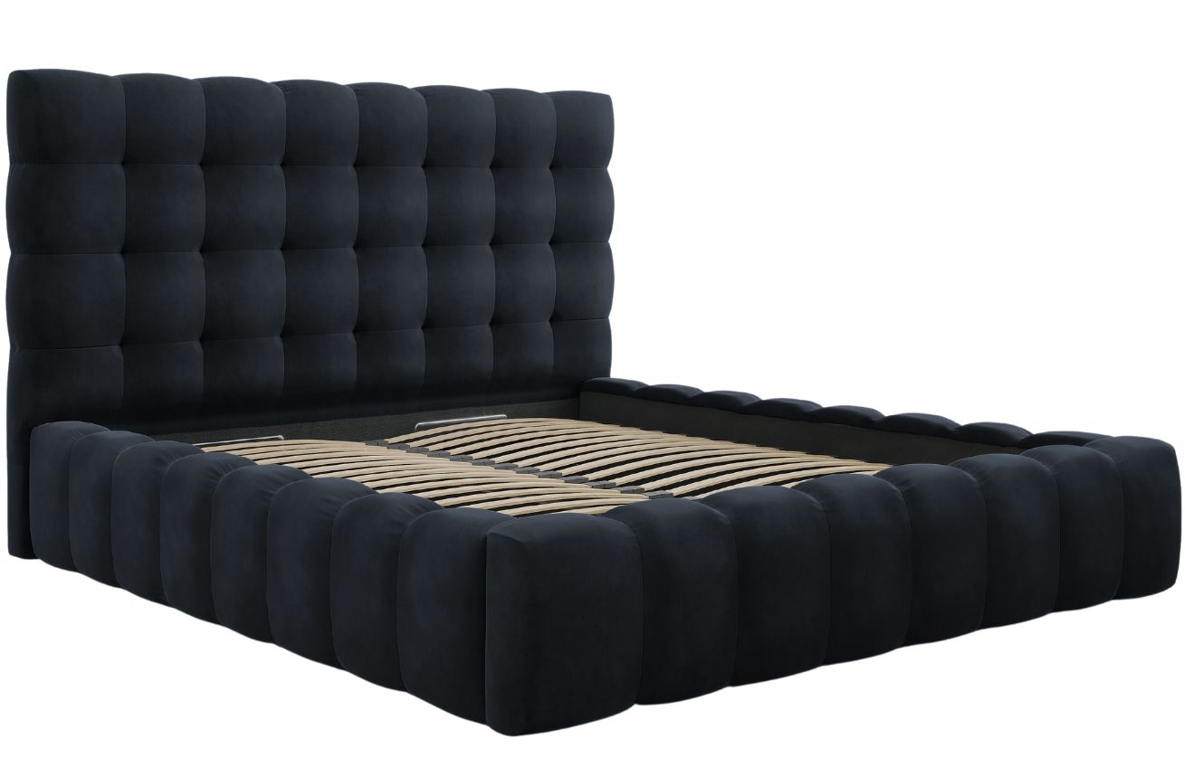 Micadoni Sametová postel Mamaia 180 x 200 cm s úložným prostorem