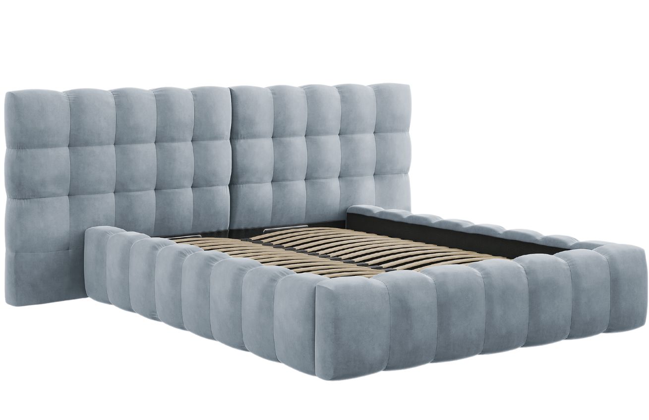 Micadoni Sametová postel Mamaia 160 x 200 cm s úložným prostorem