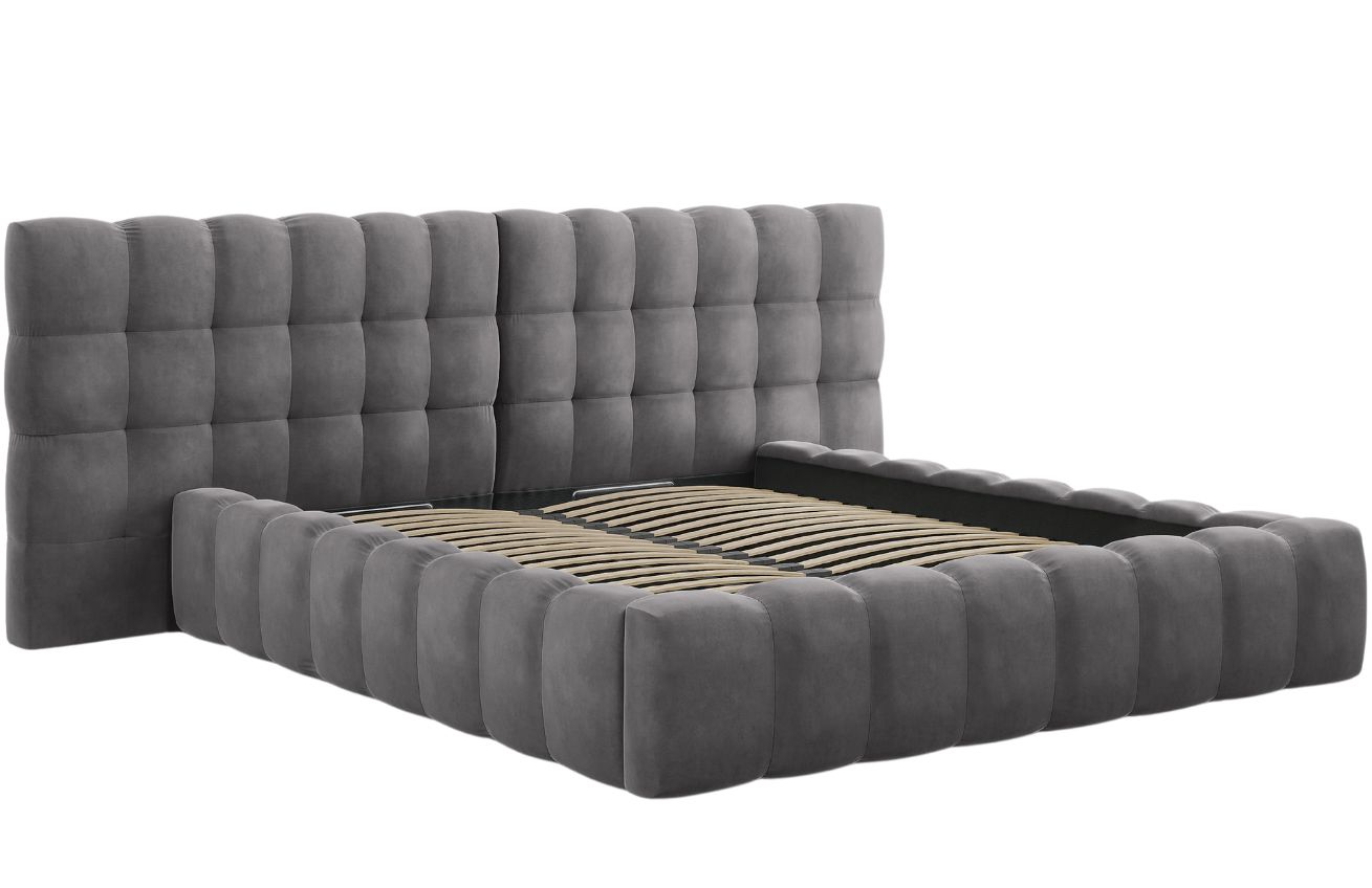 Micadoni Sametová postel Mamaia 180 x 200 cm s úložným prostorem