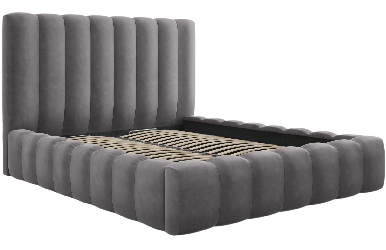 Micadoni Sametová postel Kelp 200 x 200 cm s úložným prostorem