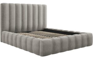 Micadoni Sametová postel Kelp 200 x 200 cm s úložným prostorem