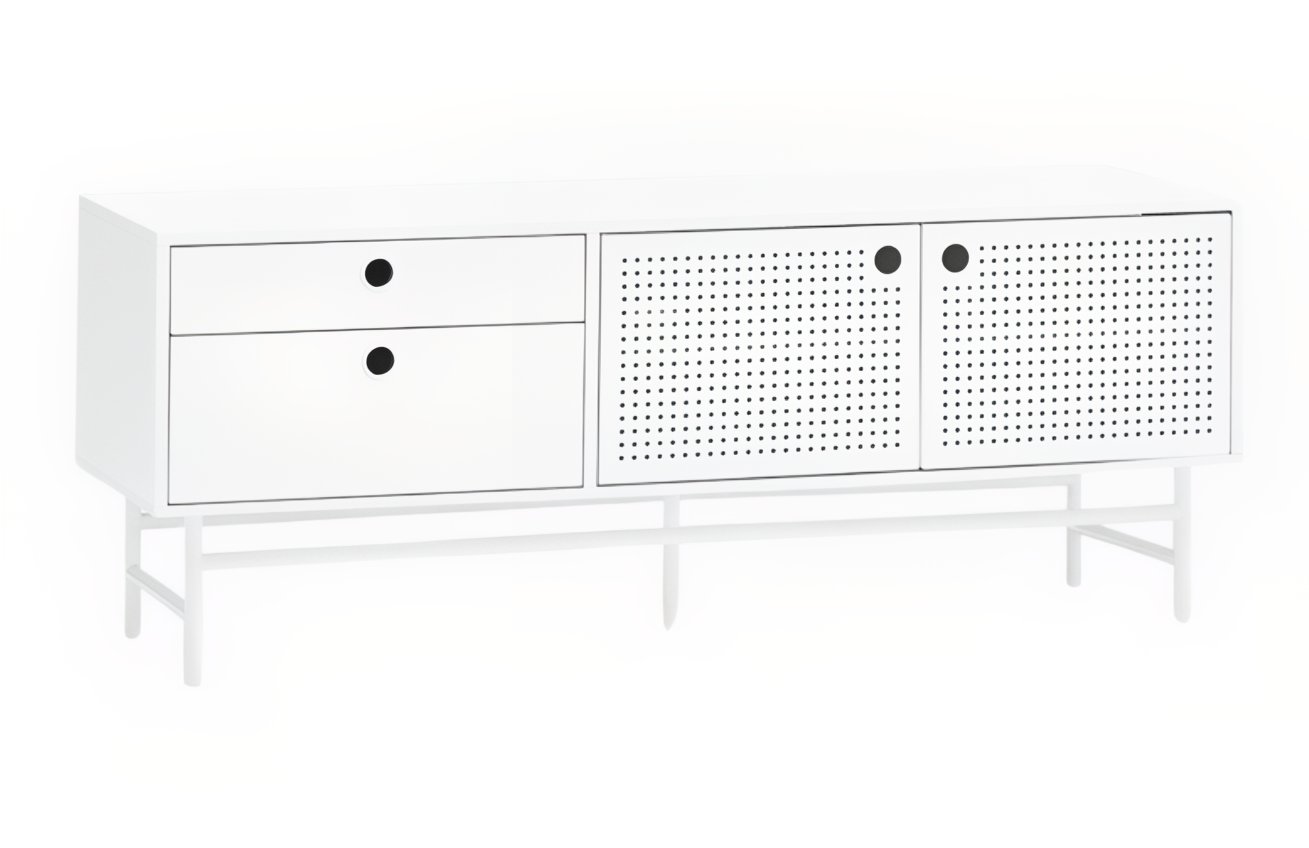 Bílý lakovaný TV stolek Teulat Punto 140 x 40 cm