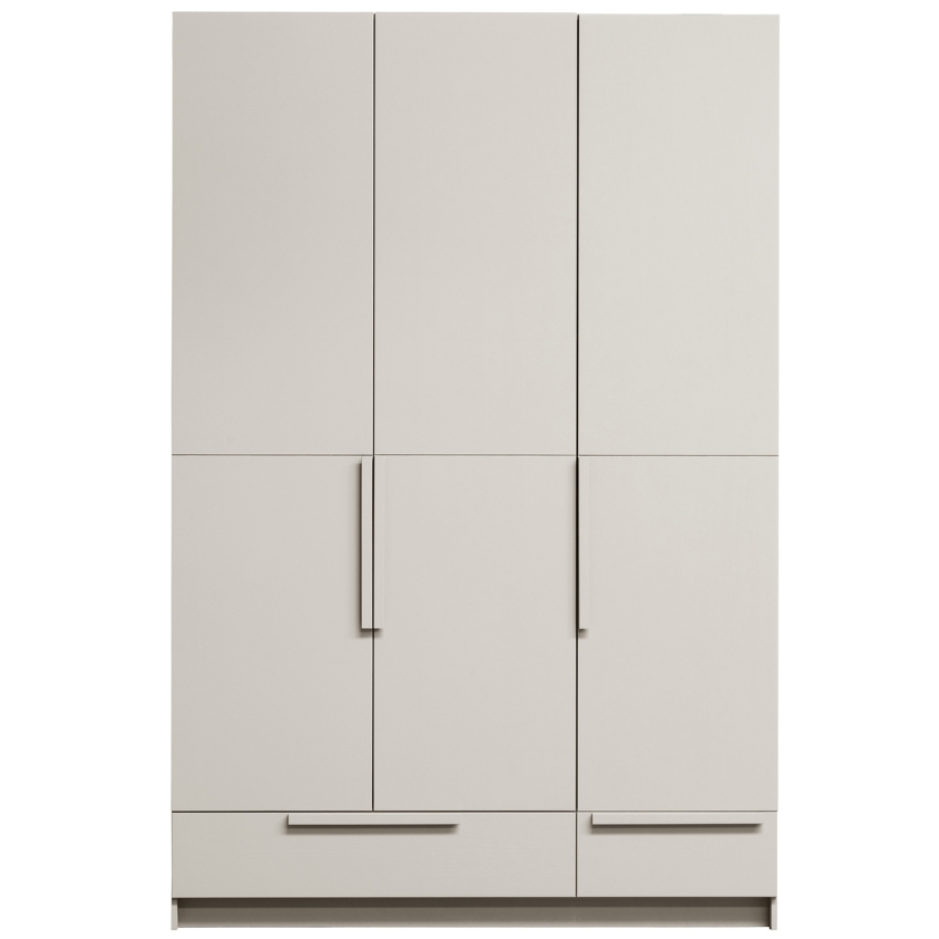 WOOOD Světle šedá dřevěná šatní skříň Pamela 215 x 142 cm