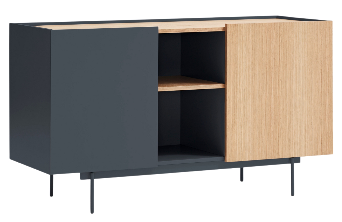 Antracitově šedá dubová komoda Teulat Otto 130 x 49 cm