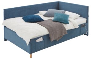 Modrá manšestrová postel Meise Möbel Cool II. 90 x 200 cm