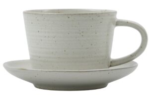 House Doctor Bílý kameninový šálek s podšálkem Pion 230 ml