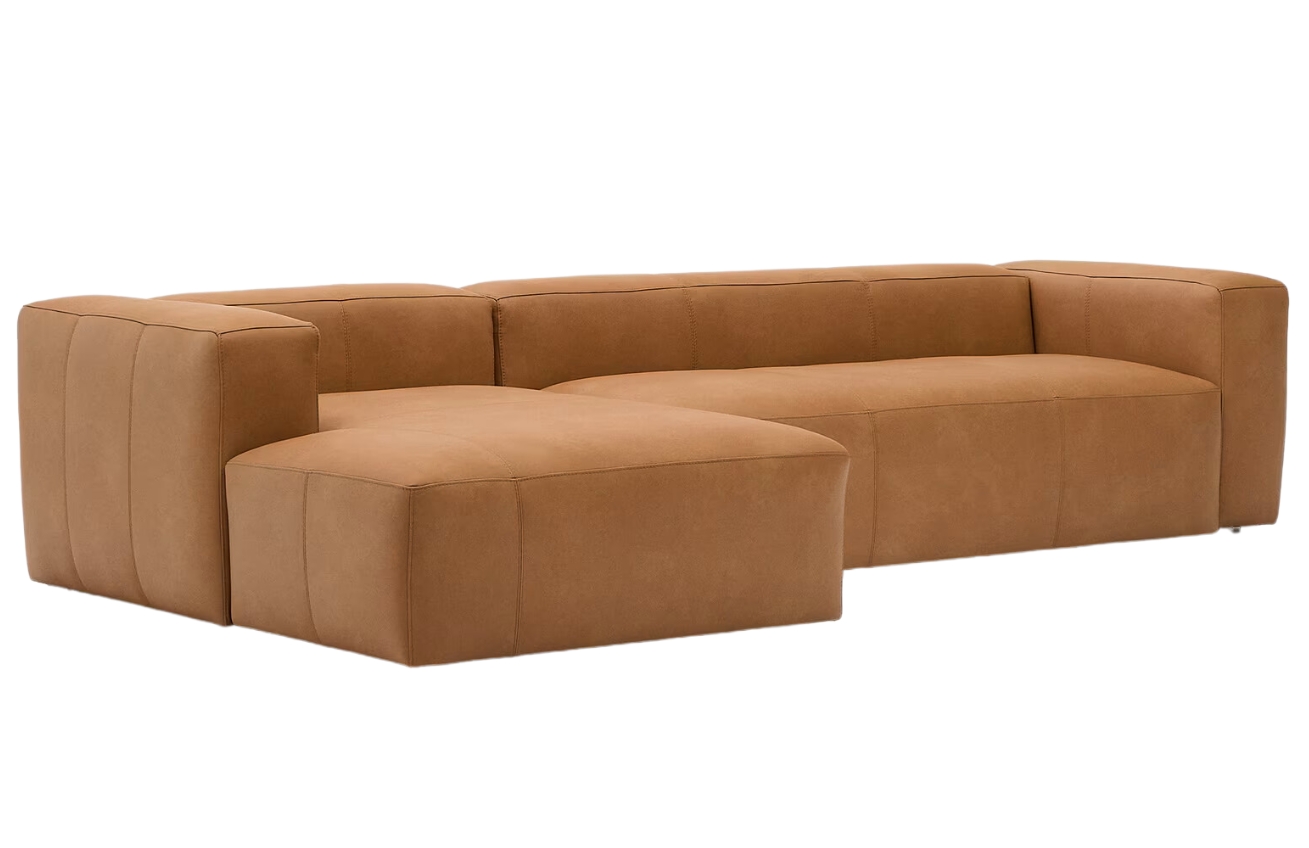 Kave Home Kožená rohová pohovka Blok 330 cm