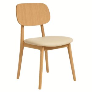 FormWood Béžová koženková jídelní židle Rabbit