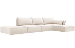 Micadoni Sametová rohová pohovka Kaelle 364 cm