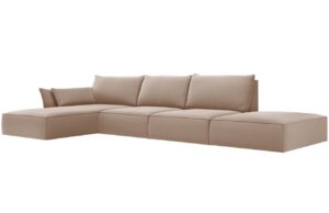 Micadoni Sametová rohová pohovka Kaelle 364 cm