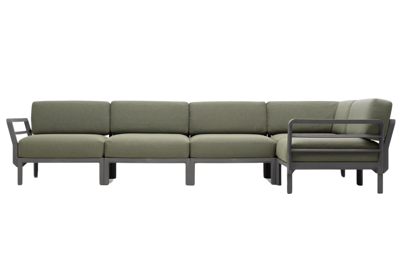 Nardi Zelená zahradní rohová pohovka Maximo se šedou podnoží 345 cm