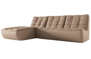Maison Heritage Tmavě béžová kožená rohová pohovka Moni 246 cm