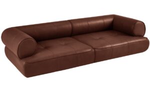 Maison Heritage Koňakově hnědá kožená pohovka Lily 272 cm