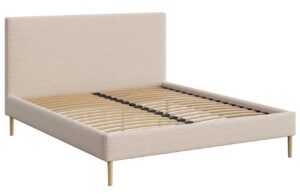 Mesonica Světle béžová čalouněná dvoulůžková postel Alano 160 x 200 cm