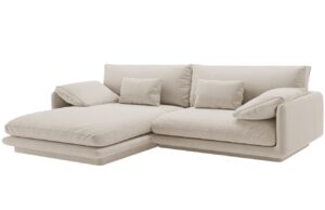 Micadoni Bílá sametová rohová pohovka Torino 250 cm