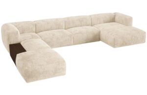 Micadoni Světle béžová manšestrová rohová pohovka Martina 406 cm