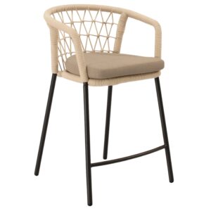 Somcasa Béžová kovová barová židle Edwin s černou podnoží 65 cm