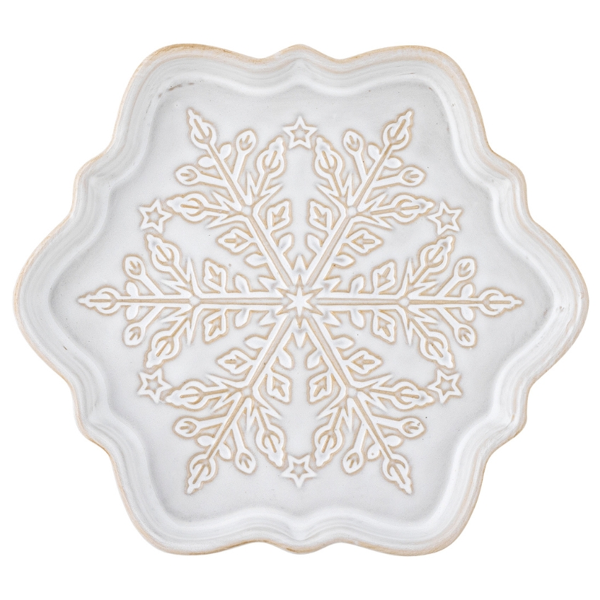 Bloomingville Bílý vánoční servírovací talíř Winter