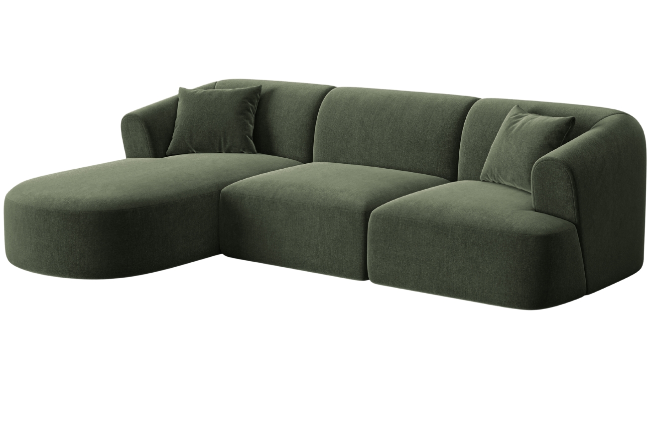 Cosmopolitan Design Zelená sametová rohová pohovka Campi 256 cm