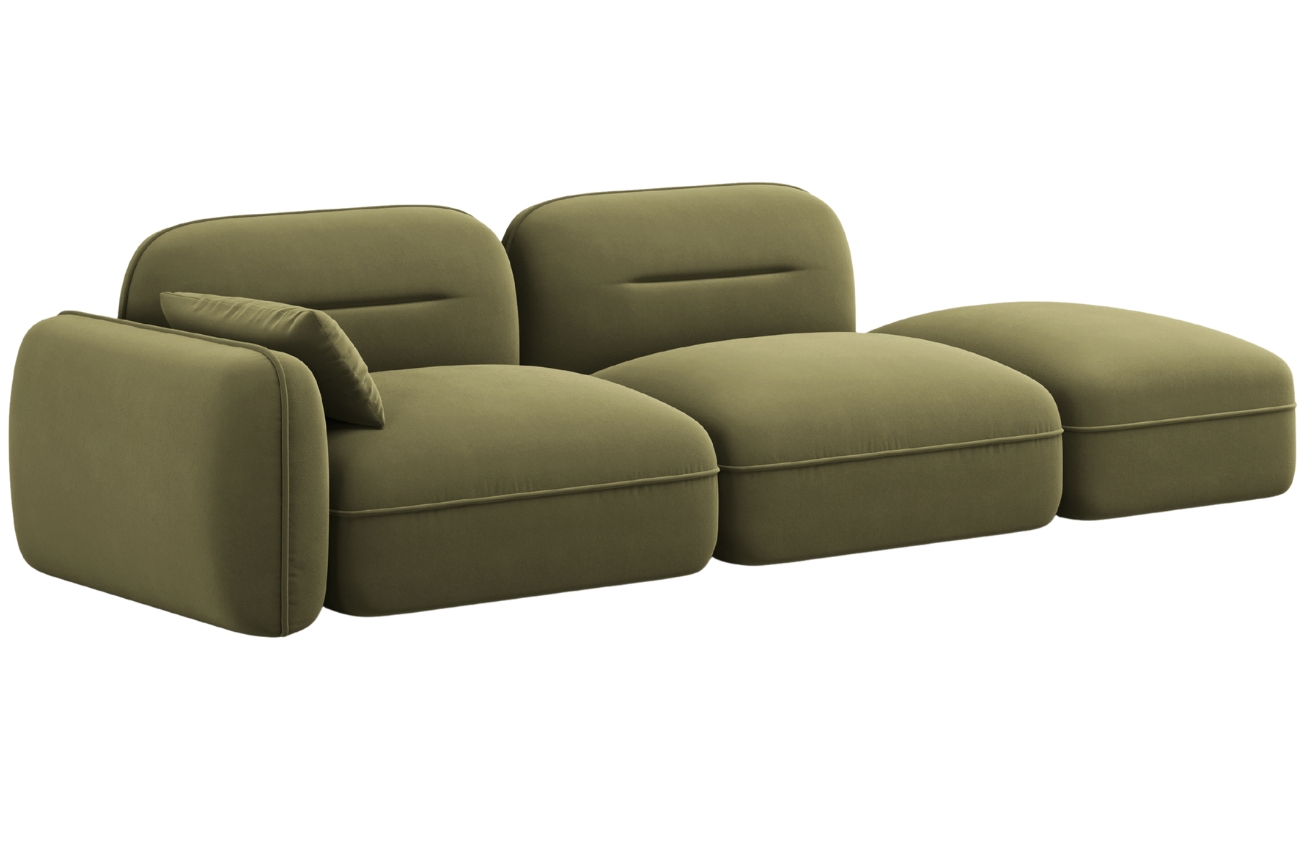 Cosmopolitan Design Zelená sametová trojmístná pohovka Sydney 295 cm