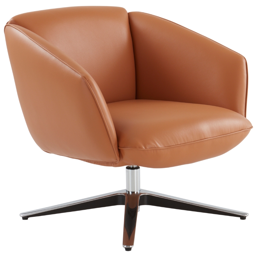 Jotex Hnědé otočné koženkové křeslo ELROY