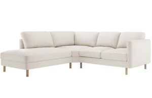 Micadoni Bílá sametová rohová pohovka Eden 267 cm