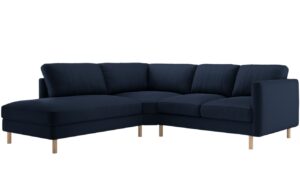 Micadoni Tmavě modrá sametová rohová pohovka Eden 267 cm