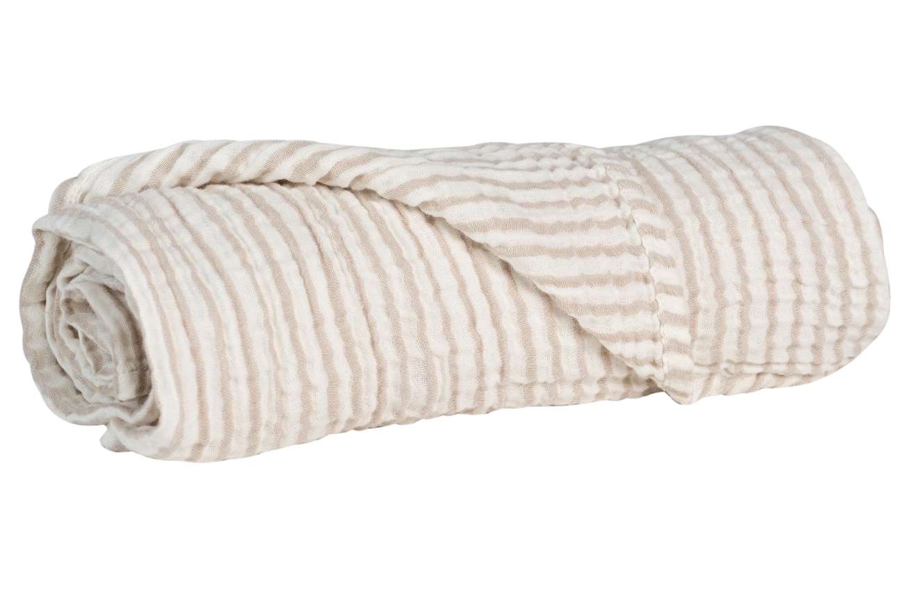 Bílo-béžová mušelínová dětská deka Quax Natural 110 x 90 cm