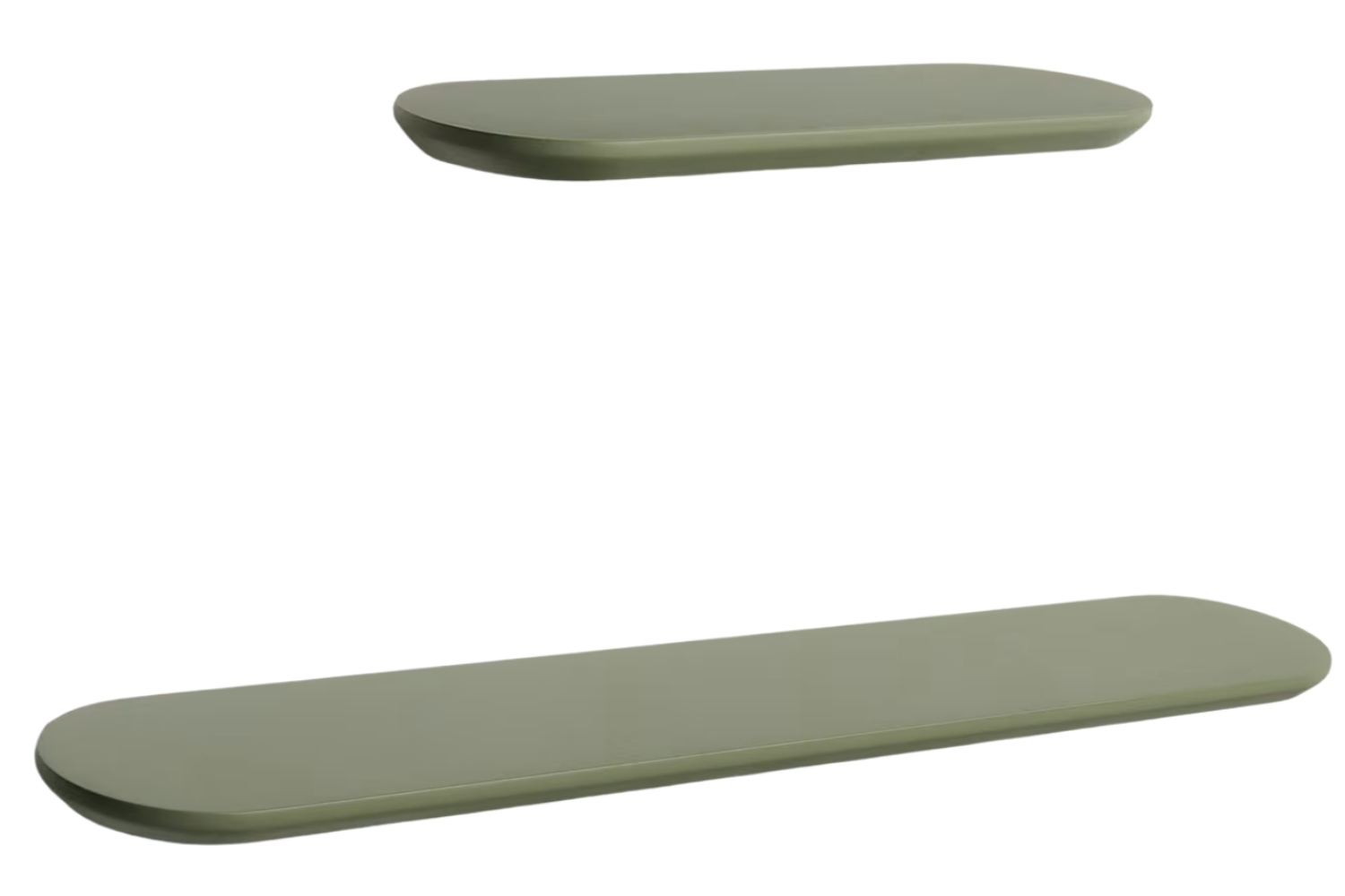 Kave Home Set dvou zelených lakovaných polic Arely 35/55 cm