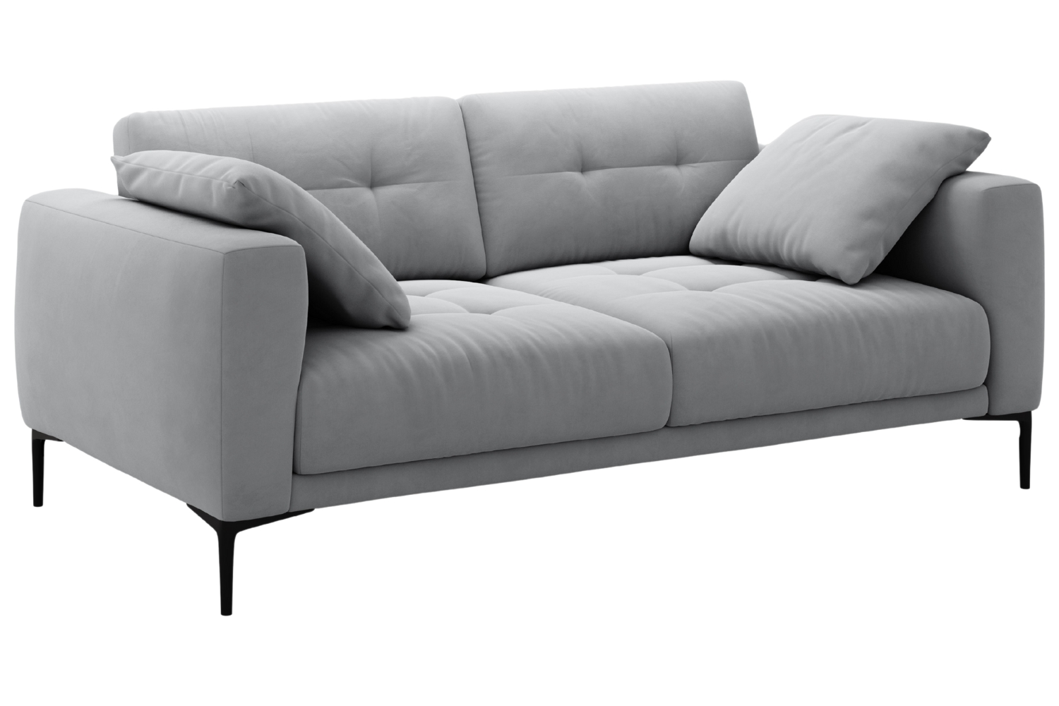 Micadoni Šedá sametová trojmístná pohovka Bemy 200 cm