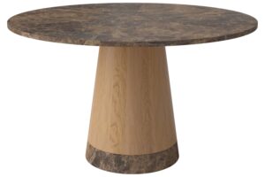 Bolia Hnědý mramorový jídelní stůl Piro 125 cm s dubovou podnoží